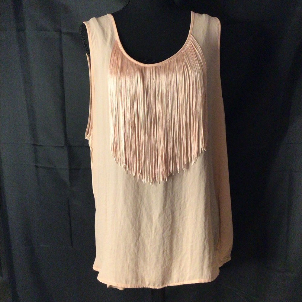 #724.  a.n.a Pink Ruffled Tank Top
